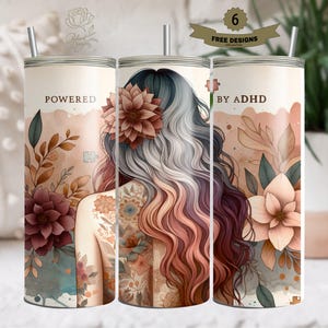Diseño de envoltura para vaso delgado de 20 oz con tecnología de ADHD Awareness, PNG neurodivergente, diseño de sublimación, descarga digital SOLAMENTE