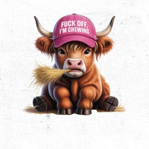 Grumpy Highland Cow Png, Cranky Coffee Lover Png, Fluffy Cow Grumpy Humor Graphic Sublimation Design, Cow Lover Png