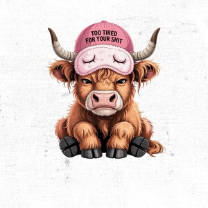 Grumpy Highland Cow Png, Cranky Coffee Lover Png, Fluffy Cow Grumpy Humor Graphic Sublimation Design, Cow Lover Png