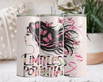 Limitless Potential Butterfly 20oz Tumbler Sublimation PNG, Inspirational Tumbler Design, Sublimation PNG for Tumblers