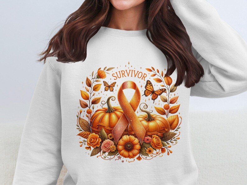 Leukemia/kidney Cancer Awareness Ribbon Fall Design, Survivor PNG