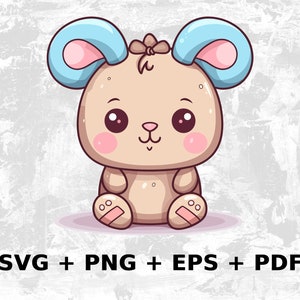 Cartoon Kawaii animal svg png eps, Komercyjne wykorzystanie grafiki wektorowej clipart, Koszulki, Sublimacja, Druk na żądanie, plik svg i clipart