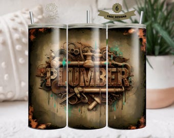 Idraulico 20oz tumbler sottile wrap, download digitale png, 20oz design sublimatico sottile, utensili idraulici png, download immediato, png vintage