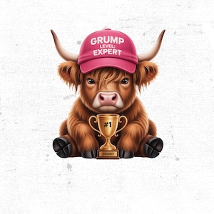 Grumpy Highland Cow Png, Cranky Png, Fluffy Cow Grumpy Humor Graphic Sublimation Design, Cow Lover Png
