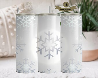 Sneeuwvlok 20oz beker sublimatie PNG, wintervakantie beker ontwerp, kerst sneeuwvlok beker wrap, digitale download