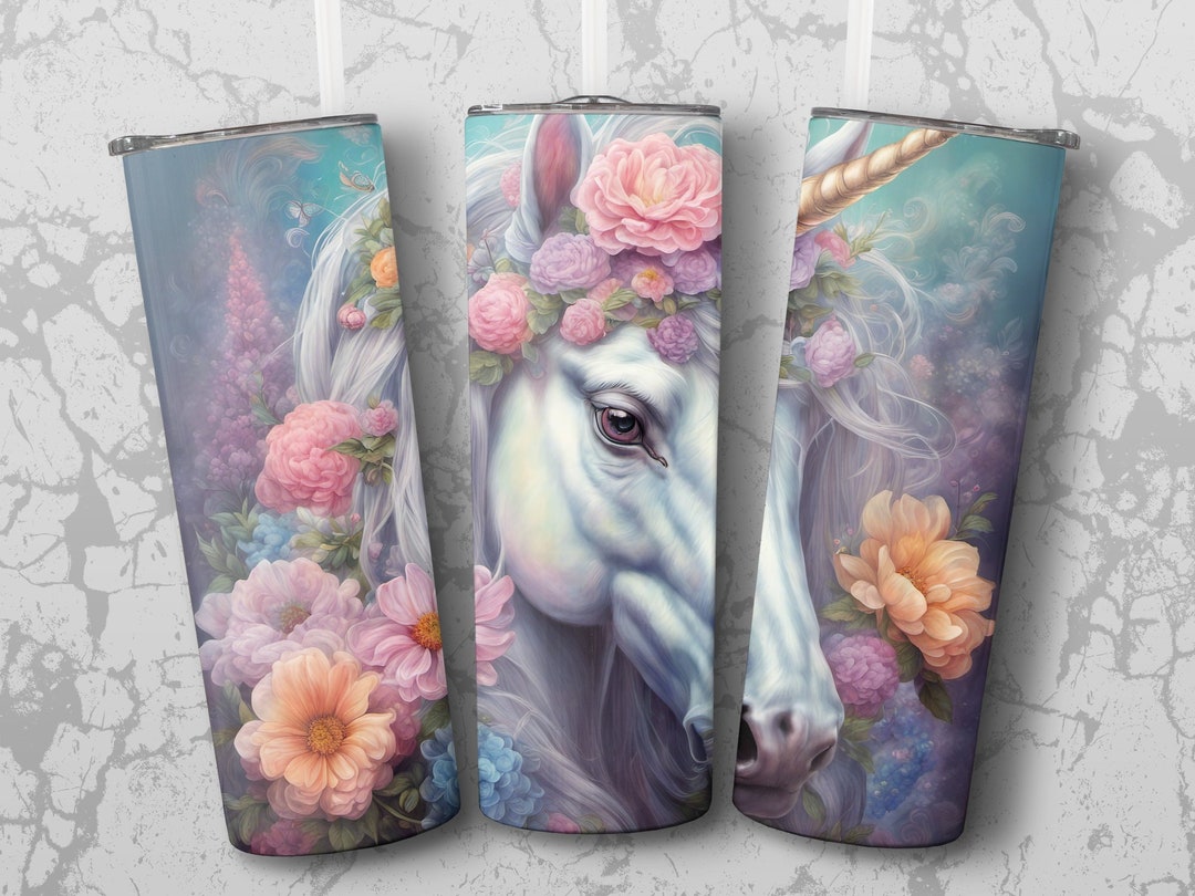 Unicorn 20 Oz Skinny Tumbler Sublimation Design, Straight & Tapered ...