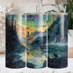 Alaska Cruise Tumbler Wrap 20 oz Sublimation Design, 20oz Skinny Tumbler Digital Download PNG, Alaskan Cruise Design