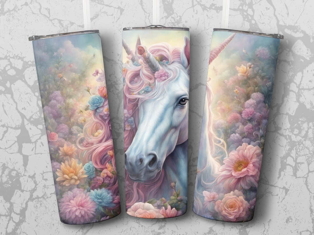 Unicorn 20 Oz Skinny Tumbler Sublimation Design, Straight & Tapered ...