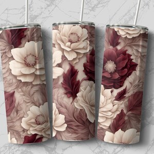 Flowers 20 oz Skinny Tumbler Sublimation Design, Straight & Tapered Wrap, Tumbler Wrap, Tumbler Png, Instant Download