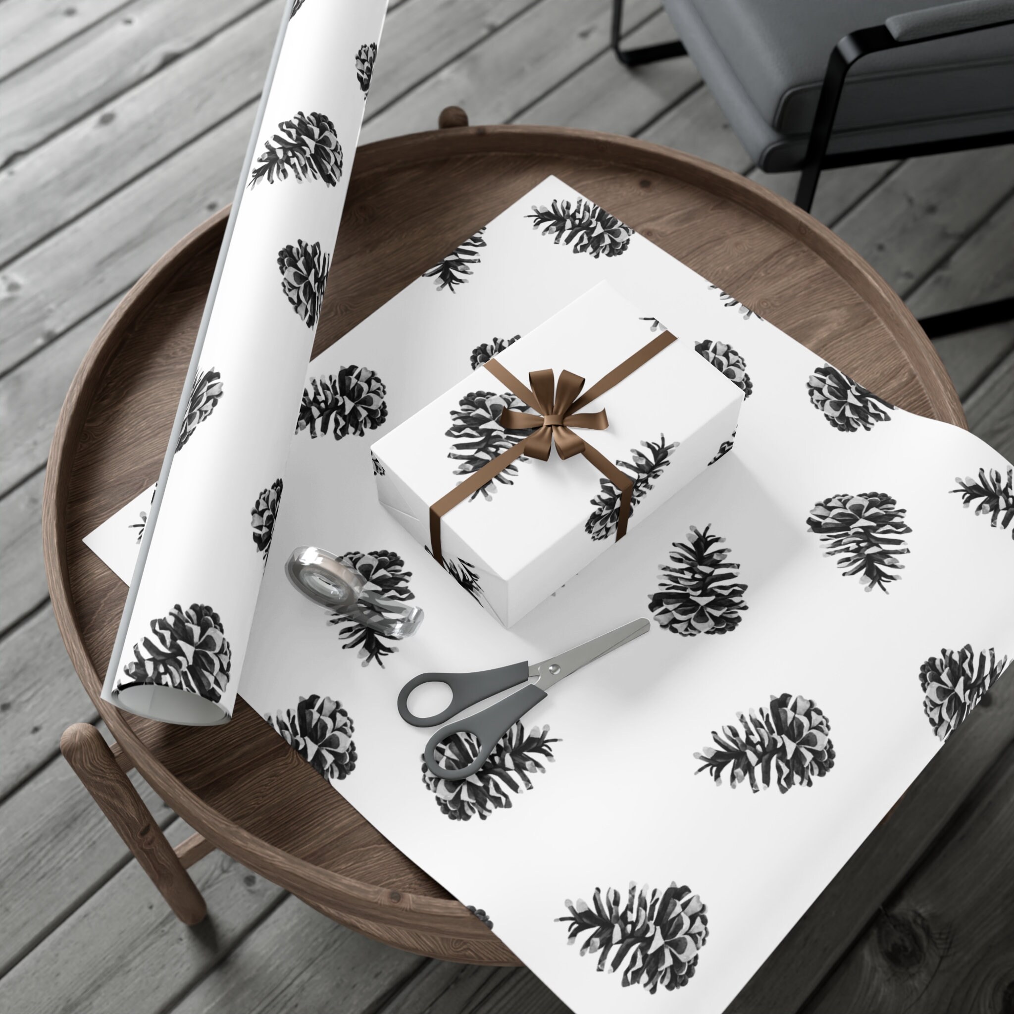 Scandinavian Pine Cone Gift Wrap Roll Etsy