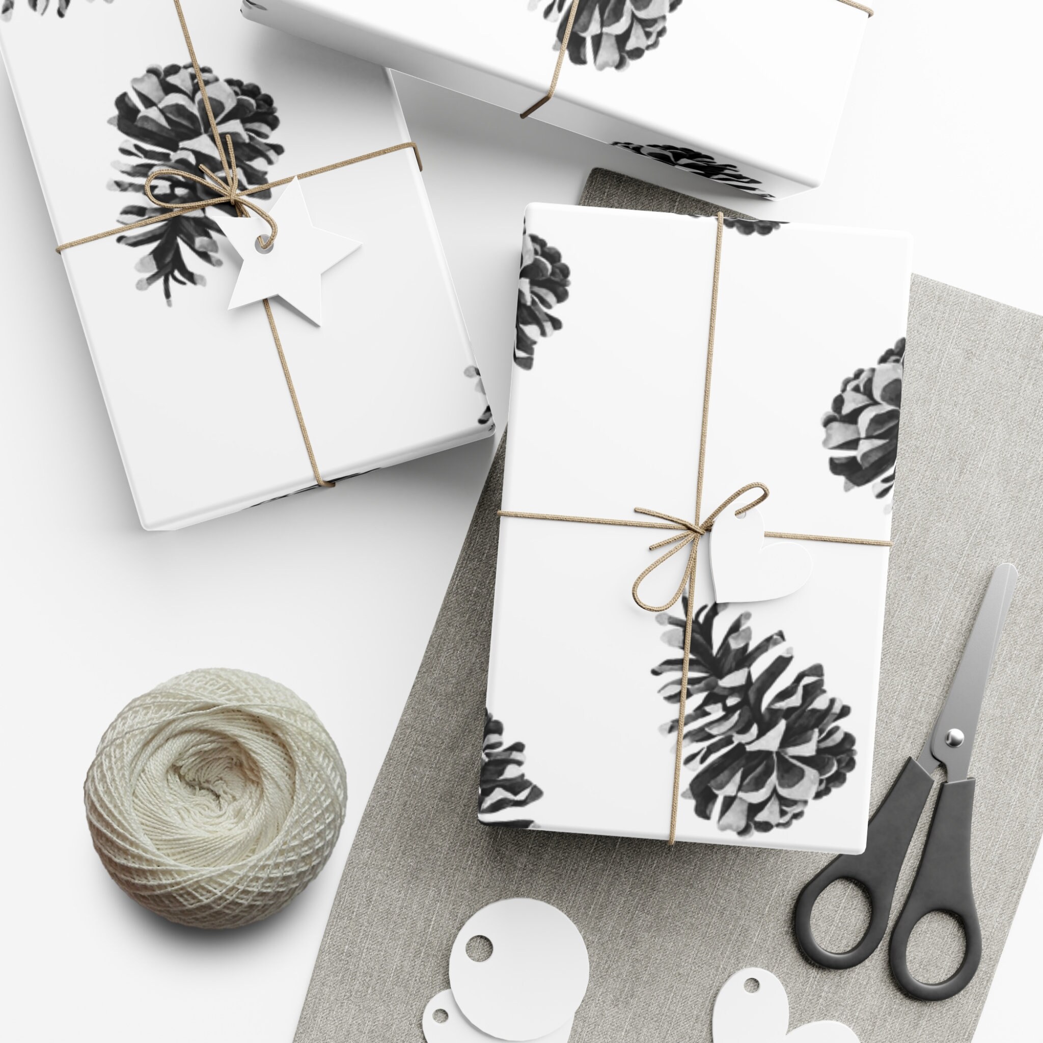 Scandinavian Pine Cone Gift Wrap Roll Etsy