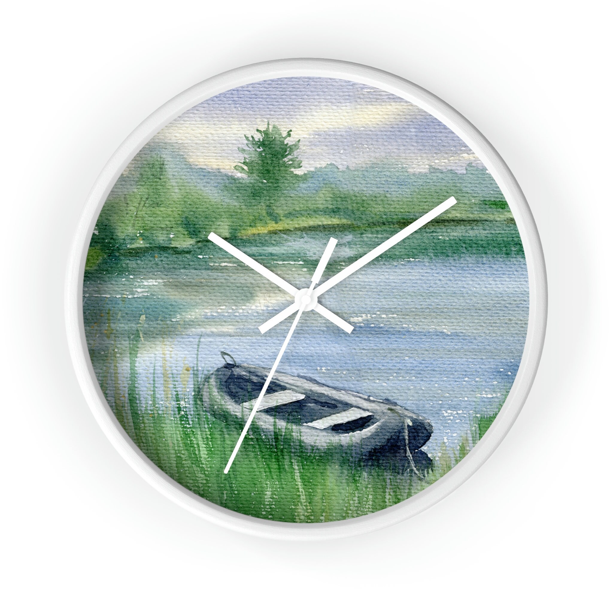 Beautiful, Unique Nature Inspired, Canoe and Lake Scene Wall Clock ...