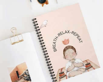 Relax and Zen!! Spiral lined notebook. Journal, notebook, school statement, a doodlers delight. Unique gift for student or writer!