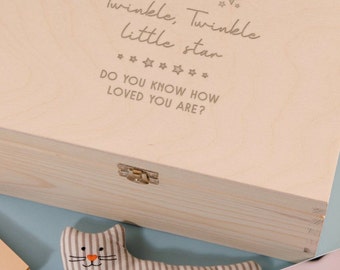 Engraved Wooden Baby Keepsake Box, Shower Gift