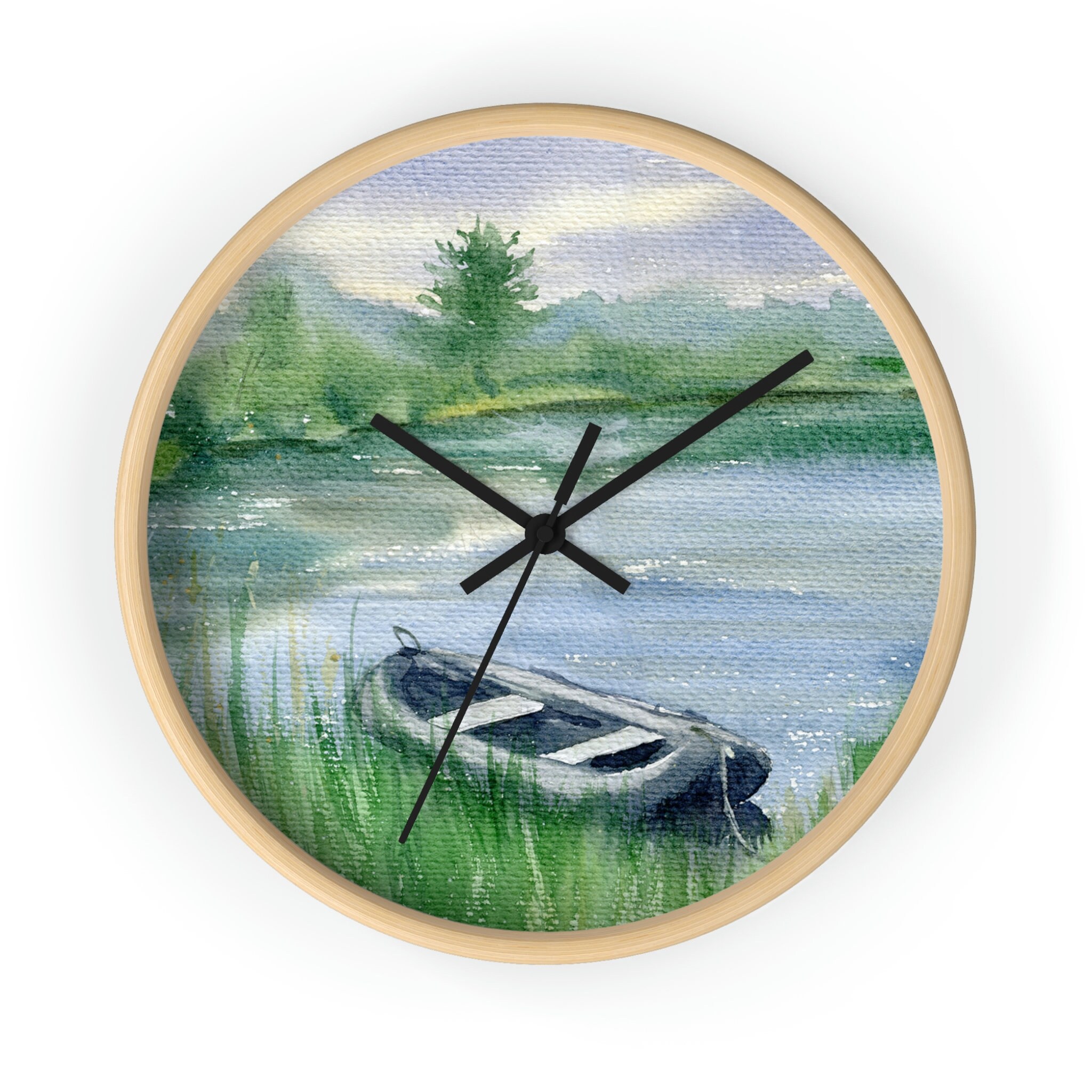 Beautiful, Unique Nature Inspired, Canoe and Lake Scene Wall Clock ...