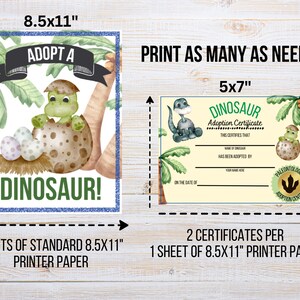 Dinosaur Adoption Certificates, Dinosaur Party Decorations, Dinosaur ...