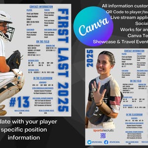 Individual Profile Sheet Photo College Recruiting | Softball Baseball Soccer | All Sports | Editable Template | Camps Showcases Travel Ball