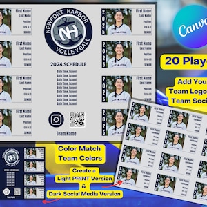 Selectie volleybalteam 20 spelers | Travel Team & Club Must Have | Werving van hogescholen | Canva-sjabloon Alle sporten showcasetoernooien