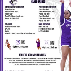 Individual Basketball Profile Sheet College Recruiting | Sports Resume ...