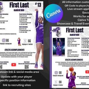 Individual Basketball Profile Sheet College Recruiting | Sports Resume | All Sports | Editable Template | Camps Showcases Travel Ball