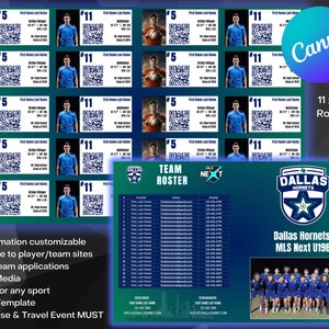 Travel Team | Select Soccer Roster  | College Recruiting Editable Template All Sports Showcase 11 x 17 Format | MLS Next | D1, D2, D3, JUCO
