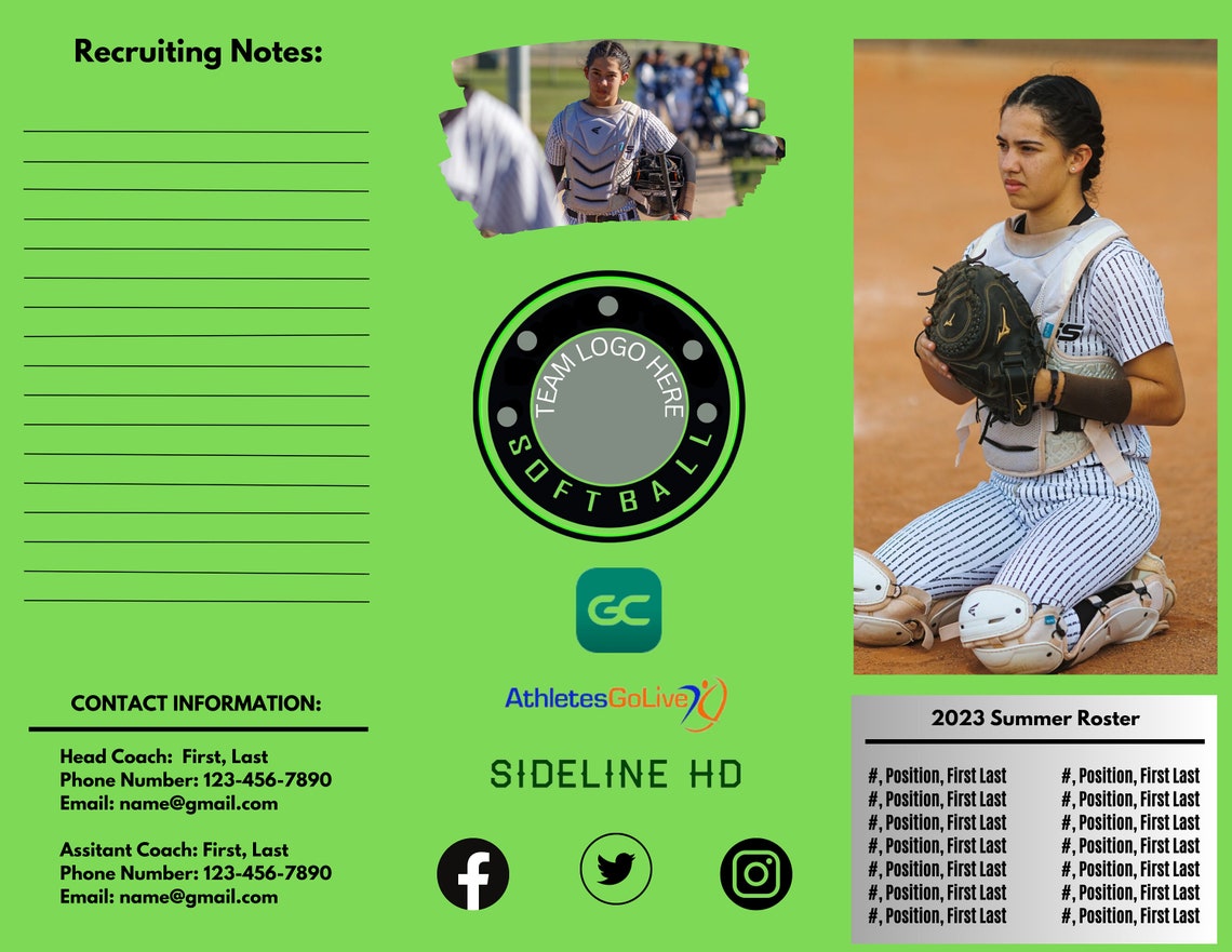 Brochure Roster Template Travel Team Softball Roster College Recruiting
