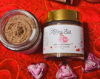 Valentines chocolate hearts whipped coffee scrub, sugar scrub, exfoliating, essential oils,artificial fragrance free skincare