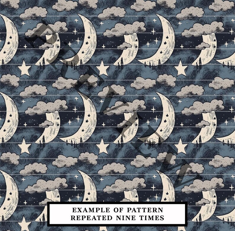 Stars & Moons Vintage Style Seamless Pattern No2 - DIGITAL DOWNLOAD ...