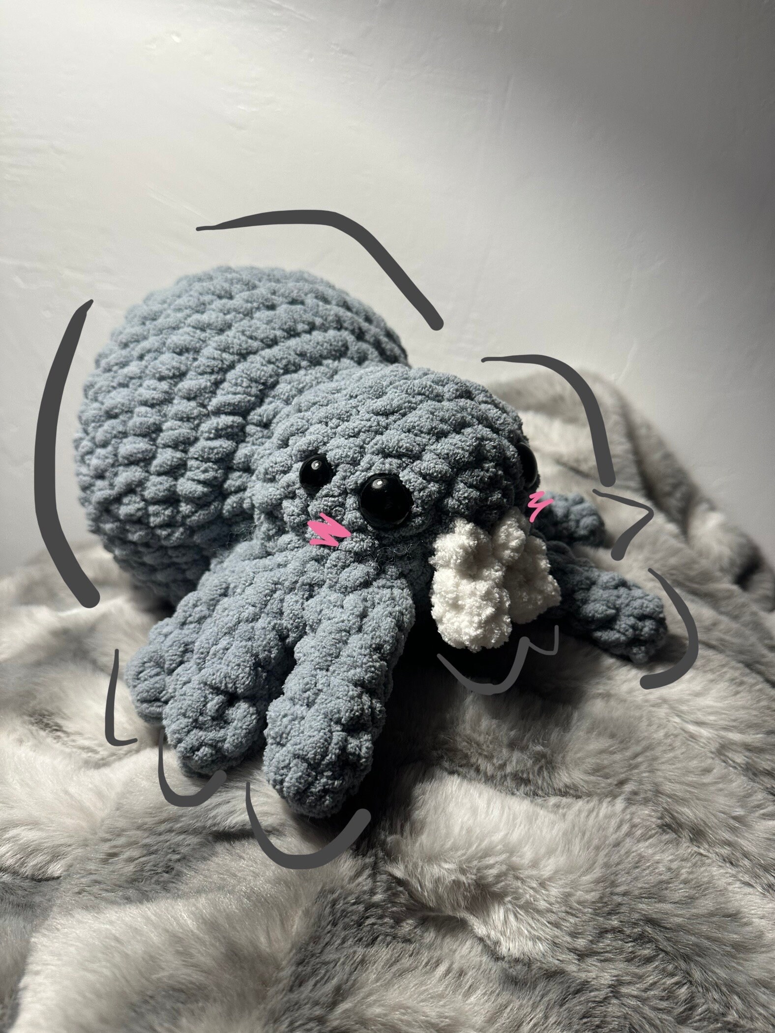 Jules the Jumping Spider- Cute Present Halloween Goth Plushie Crochet