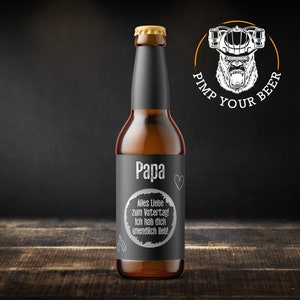 PIMP YOUR BEER | Vatertag | Aufkleber für eine personalisierte Bierflasche mit Rubbellos | Vatertagsgeschenk