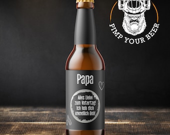PIMP YOUR BEER | Vatertag | Aufkleber für eine personalisierte Bierflasche mit Rubbellos | Vatertagsgeschenk