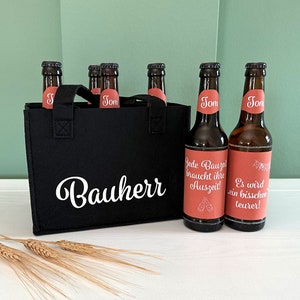 Bierträger | Bauherr | Geschenk | Hausbau | Meilensteine | Personalisierte Bierlabels mit Rubbellos | Sticker | Aufkleber für Bier