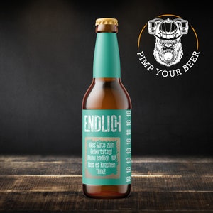 Endlich 18 | Label für eine personalisierte Bierflasche mit Rubbellos zum 18. Geburtstag | Geburtstagsgeschenk | Bier