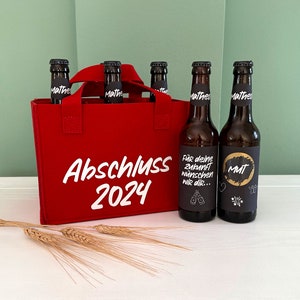 Bierträger | Abschluss 2025 | Abitur | Schulabschluss | Personalisierte Bierlabels mit Rubbellos | Abschlussgeschenk | Sticker | Bier