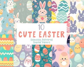 Seamless Easter Patterns - Easter Scrapbook Paper | Cute Easter Wallpaper | Printable Easter Pattern | Easter Bunny Digital Papers | Texture