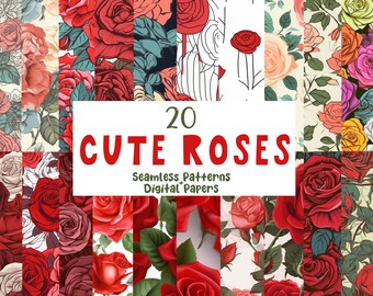 Seamless Rose Pattern: Floral Digital Paper, Scrapbook Design (Digital Download)