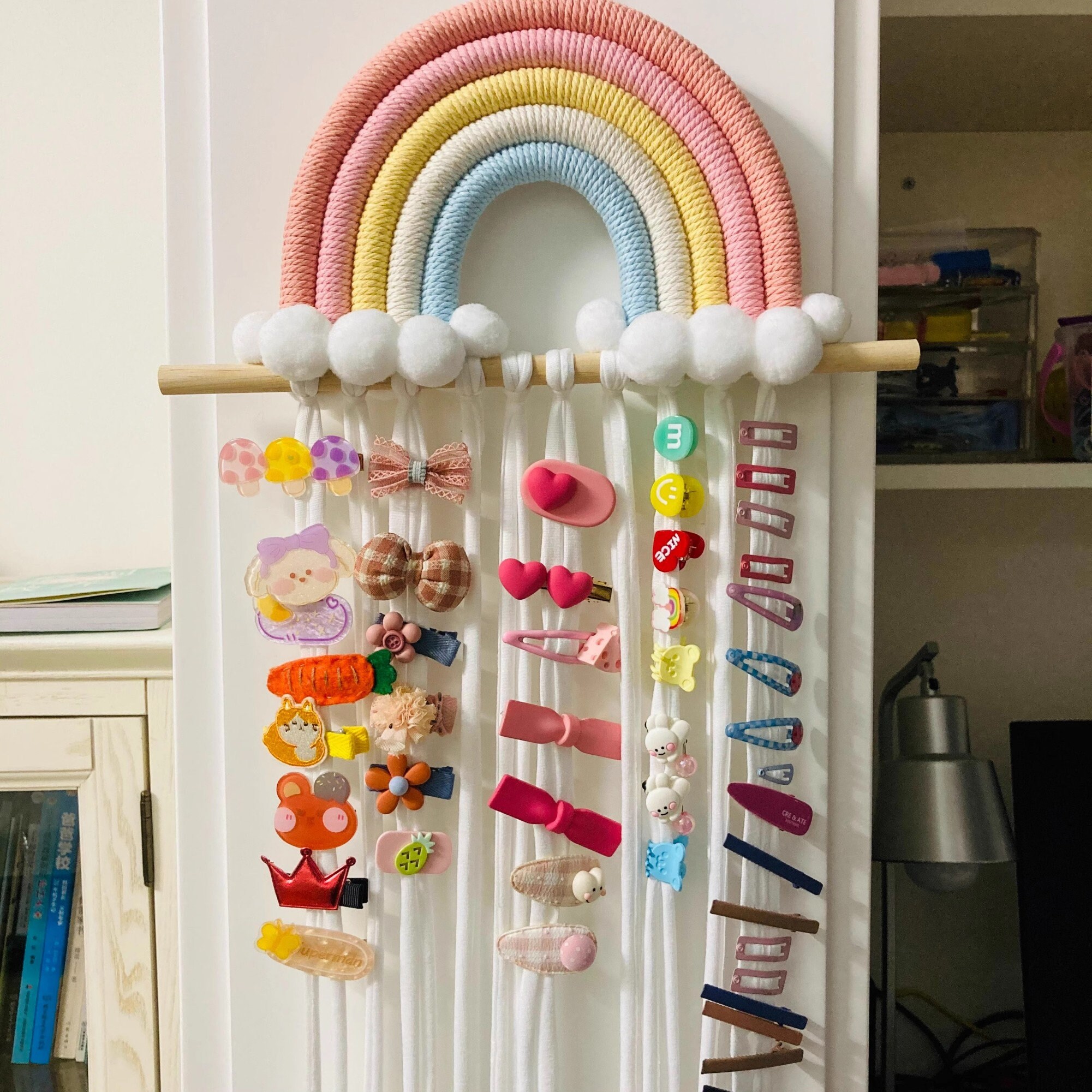 Macrame Rainbow Bow Holder for Girls Hair Bows Clips Etsy