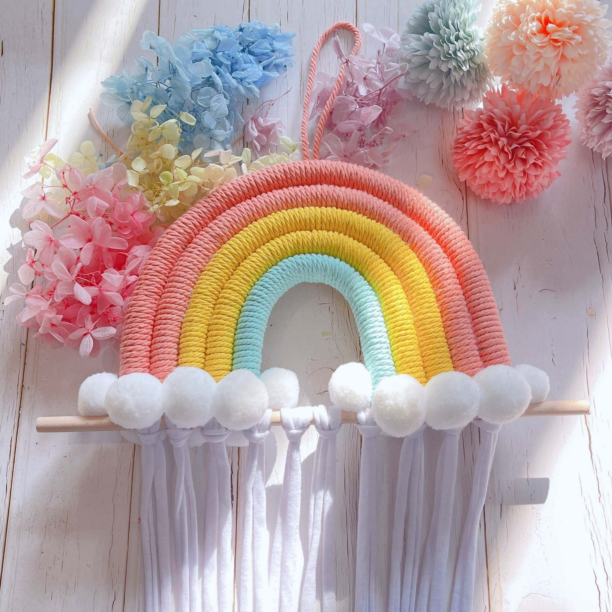 Macrame Rainbow Bow Holder for Girls Hair Bows Clips Etsy