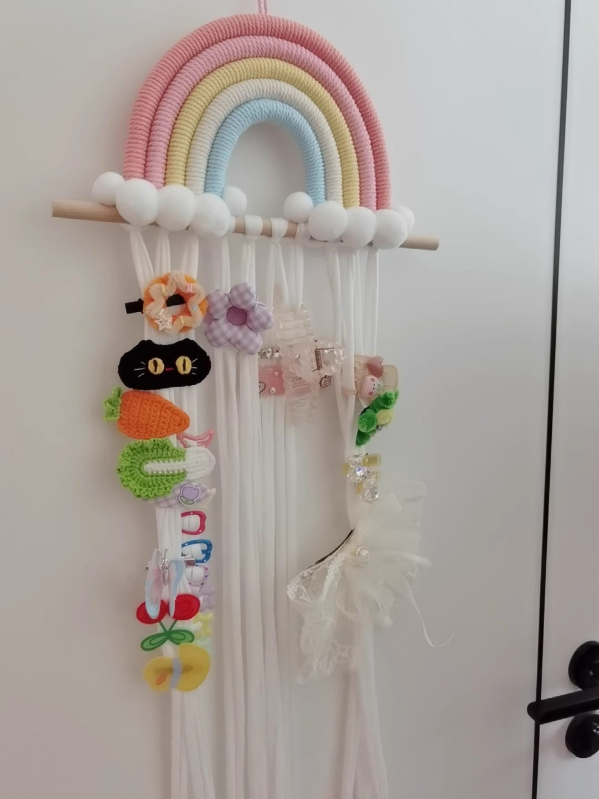 Macrame Rainbow Bow Holder for Girls Hair Bows Clips Etsy