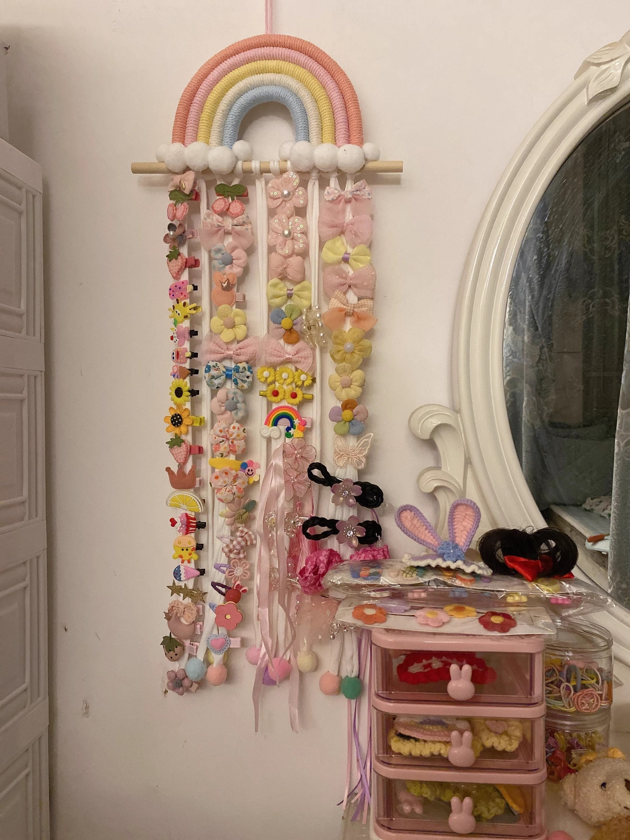 Macrame Rainbow Bow Holder for Girls Hair Bows Clips Etsy