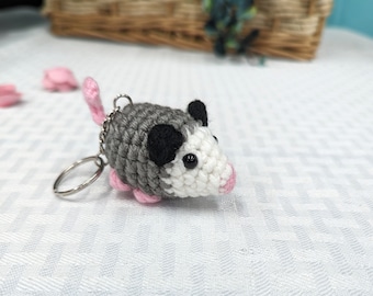 Crochet Opossum Keychain