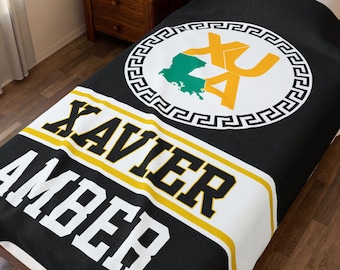 Personalized Xavier University Throw - XULA Gift for Grad Alumni - Game Day Tailgate Throw, Dorm Bed Decor, Graduation or Bed Party