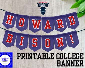 Utskrivbar Howard Bison-festbanderoll - Howard University Decision Day-dekor - Examensfesttillbehör