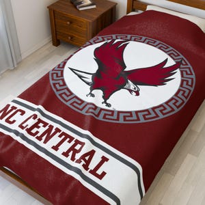 NCCU Blanket - NC Central Gift for Grad Alumni - Game Day Tailgate Throw, Dorm Bed Decor, Graduation or Bed Party