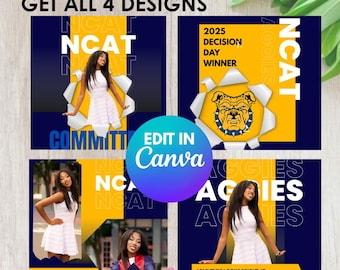 NCAT College Decision Day Template, Senior Announcement, Graduation Social Media Post, Class of 2026, College commitment post
