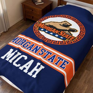 Personalized Morgan State Blanket - Morgan Blanket Gift for Grad Alumni - Game Day Tailgate Throw, Dorm Bed Decor, Graduation or Bed Party