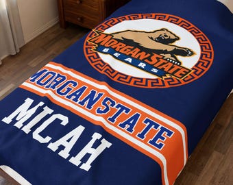 Personalized Morgan State Blanket - Morgan Blanket Gift for Grad Alumni - Game Day Tailgate Throw, Dorm Bed Decor, Graduation or Bed Party