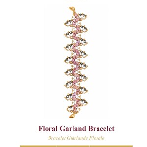 Floral garland bracelet tutorial PDF — kheops puca superduo bead pattern, instant download