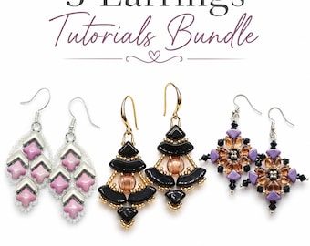 Beaded Earrings Tutorial PDF Bundle — Bell Chevron Lily, Multi-Hole Beads, Instant Download