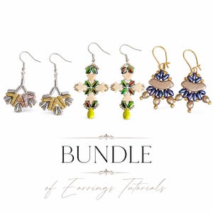 Lot de 3 modèles de boucles d'oreilles perlées – Étoile de jardin, Crête lunaire, Éventail (Téléchargement PDF)